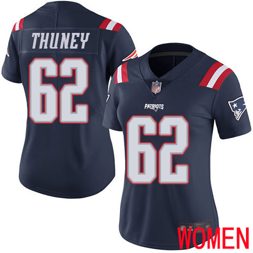 New England Patriots Football #62 Rush Vapor Untouchable Limited Navy Blue Women Joe Thuney NFL Jersey->women nfl jersey->Women Jersey